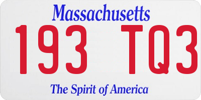 MA license plate 193TQ3