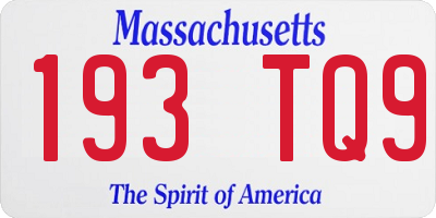 MA license plate 193TQ9