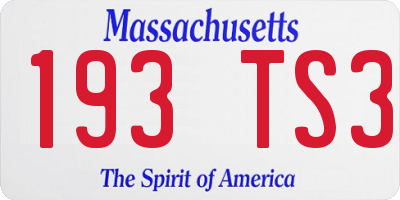 MA license plate 193TS3