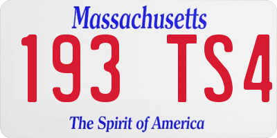 MA license plate 193TS4