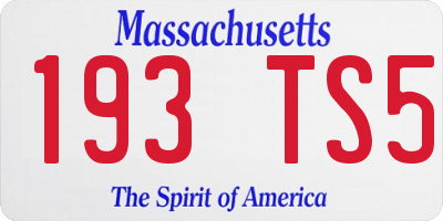 MA license plate 193TS5