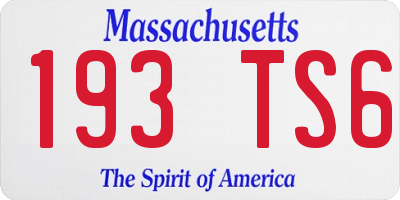 MA license plate 193TS6