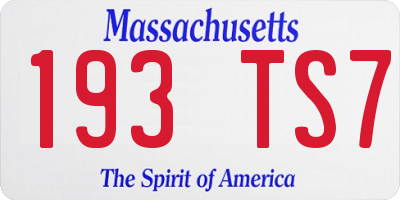 MA license plate 193TS7