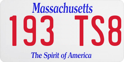 MA license plate 193TS8