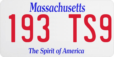 MA license plate 193TS9
