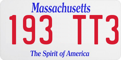 MA license plate 193TT3