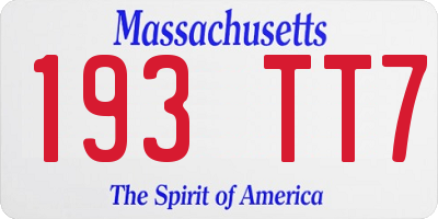 MA license plate 193TT7