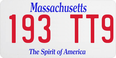 MA license plate 193TT9
