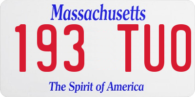 MA license plate 193TU0