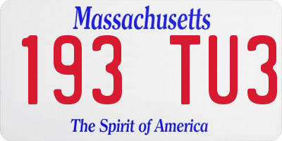 MA license plate 193TU3