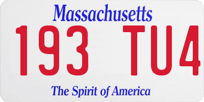 MA license plate 193TU4