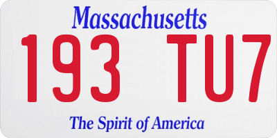 MA license plate 193TU7