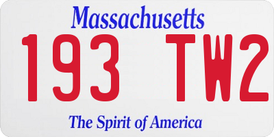 MA license plate 193TW2