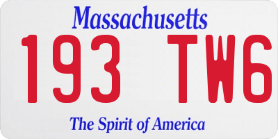 MA license plate 193TW6