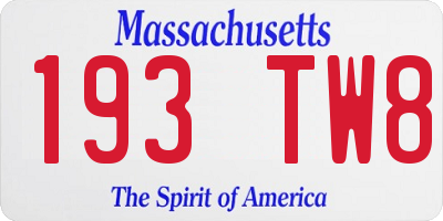 MA license plate 193TW8