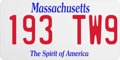 MA license plate 193TW9