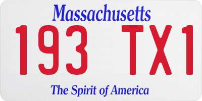 MA license plate 193TX1