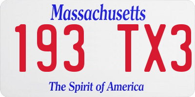 MA license plate 193TX3