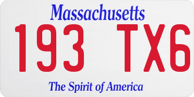 MA license plate 193TX6