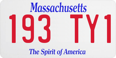 MA license plate 193TY1
