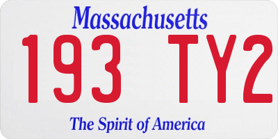 MA license plate 193TY2