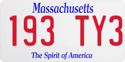 MA license plate 193TY3