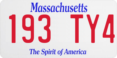 MA license plate 193TY4
