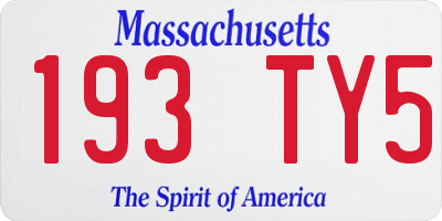 MA license plate 193TY5