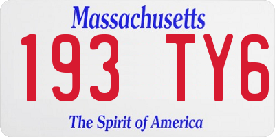 MA license plate 193TY6