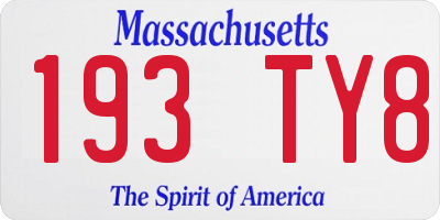 MA license plate 193TY8