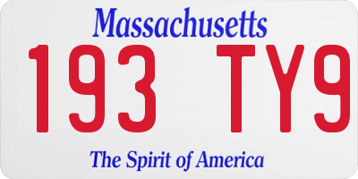 MA license plate 193TY9