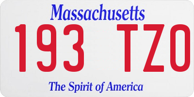 MA license plate 193TZ0
