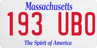 MA license plate 193UB0