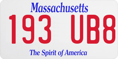 MA license plate 193UB8