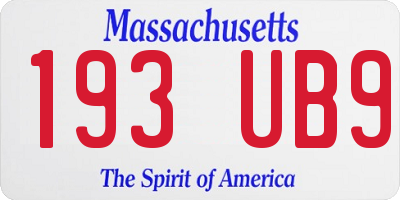 MA license plate 193UB9