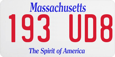 MA license plate 193UD8