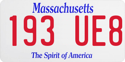 MA license plate 193UE8