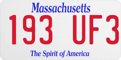 MA license plate 193UF3