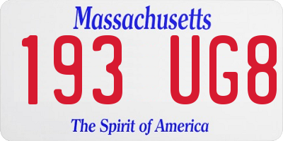 MA license plate 193UG8