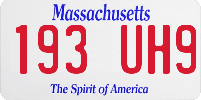MA license plate 193UH9