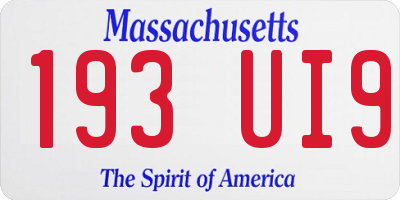 MA license plate 193UI9