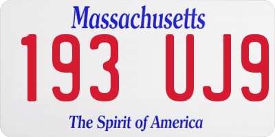 MA license plate 193UJ9