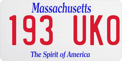 MA license plate 193UK0