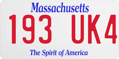 MA license plate 193UK4