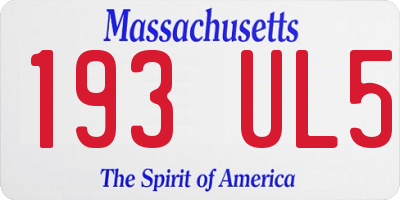 MA license plate 193UL5