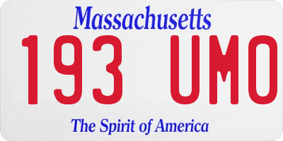 MA license plate 193UM0