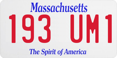 MA license plate 193UM1
