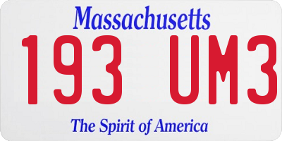 MA license plate 193UM3