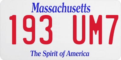 MA license plate 193UM7