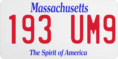 MA license plate 193UM9